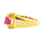 Beautiful Gold Ring with Solitaire and Pink Stones in Amazing Design